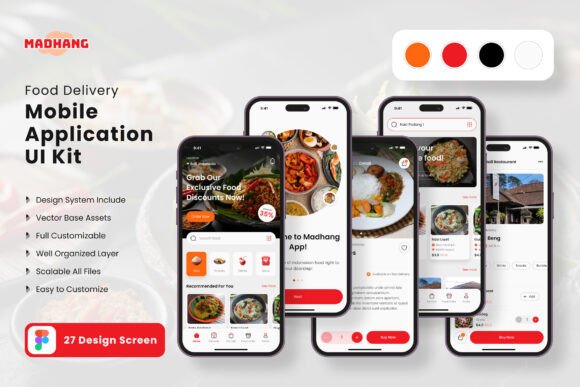 Food Delivery App Mobile UI KIT: 27 High-Quality Templates