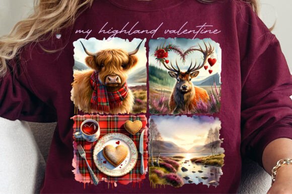 Highland Cow Valentine PNG Scottish Design