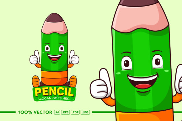 Pencil Mascot Logo Vector: A Cute Flat Design Asset