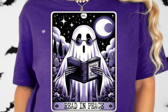 Read in Peace Ghost Tarot Card PNG: Mystical Design Asset