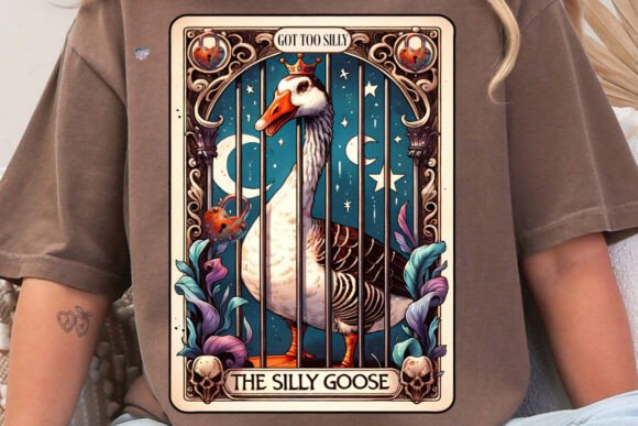 Silly Goose Tarot Card PNG Jail Bird Design