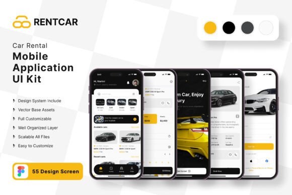 Streamline Your Car Rental App Design with a Premium UI Kit