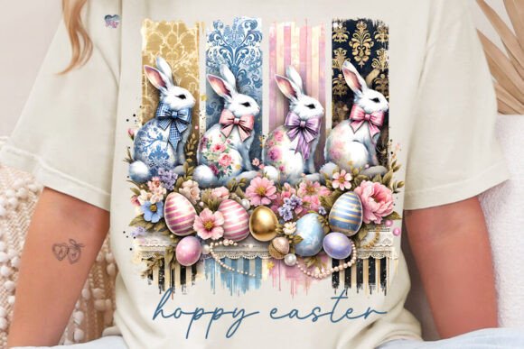 Vintage Coquette Bunny PNG Brushstroke: Charming Design Element