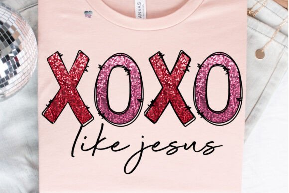 XOXO Love Like Jesus PNG Sequins: A Sparkling Design Asset